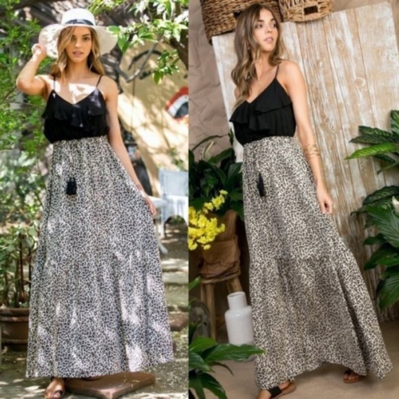 Boho Plus leopard Print Cami maxi Dress - Picture 2 of 5